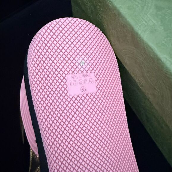 Brand new with box and dustbag Gucci Wmns Basket 'Black Gold Pink size 11 - Picture 9 of 12